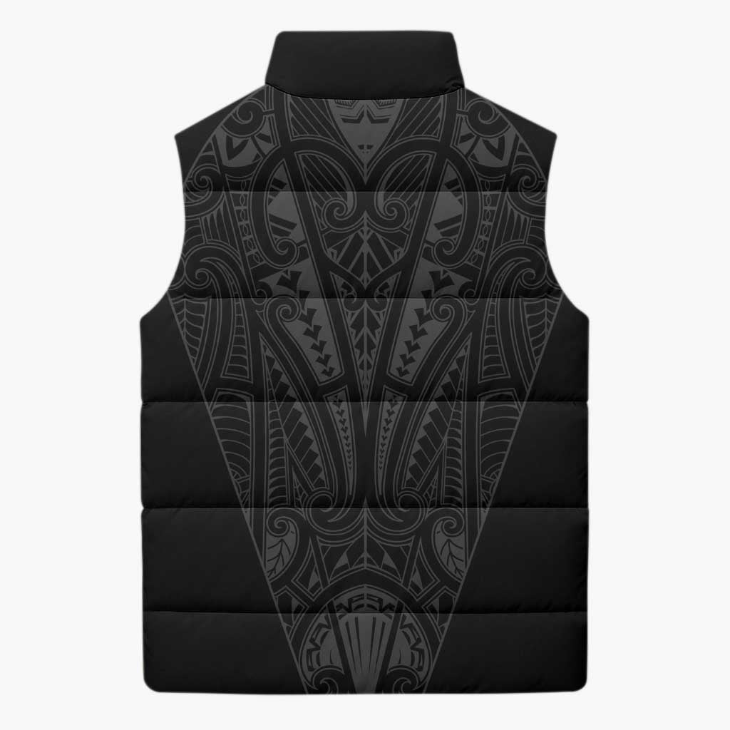 Queensland Maori Rugby Nga Hau e Wha Sleeveless Puffer Jacket Black Motif - Aussie Hoodie