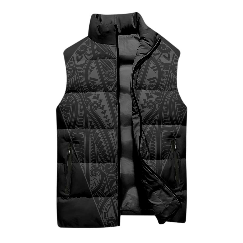 Queensland Maori Rugby Nga Hau e Wha Sleeveless Puffer Jacket Black Motif - Aussie Hoodie
