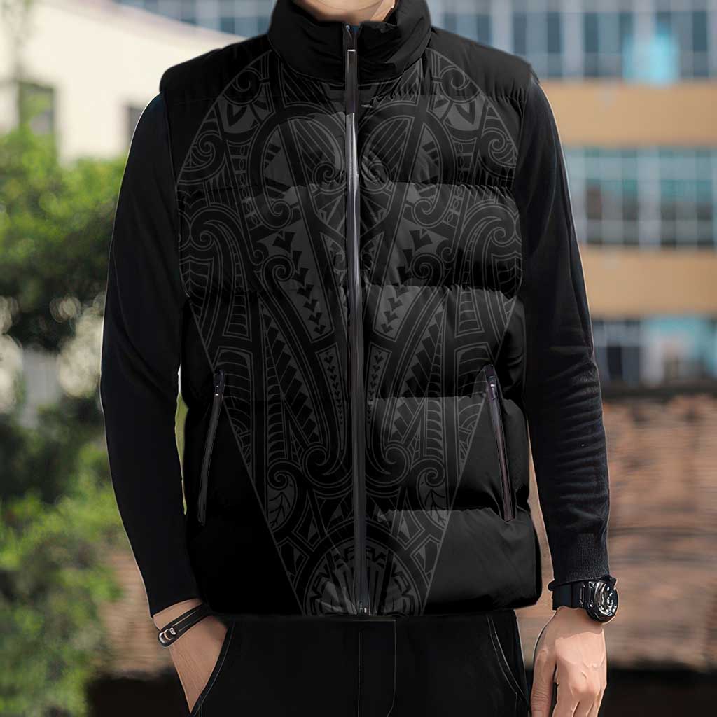 Queensland Maori Rugby Nga Hau e Wha Sleeveless Puffer Jacket Black Motif - Aussie Hoodie