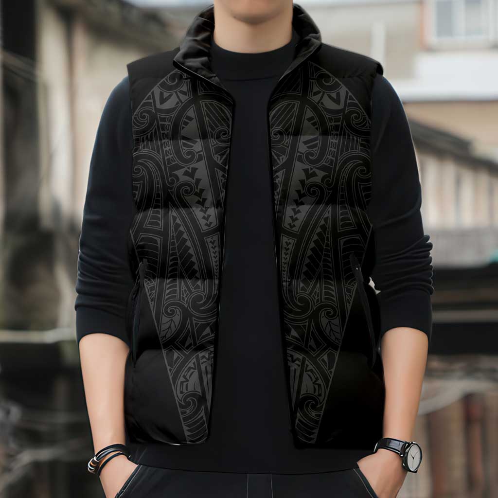 Queensland Maori Rugby Nga Hau e Wha Sleeveless Puffer Jacket Black Motif - Aussie Hoodie