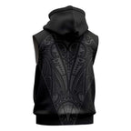 Queensland Maori Rugby Nga Hau e Wha Sleeveless Zip Hoodie Black Motif LT9