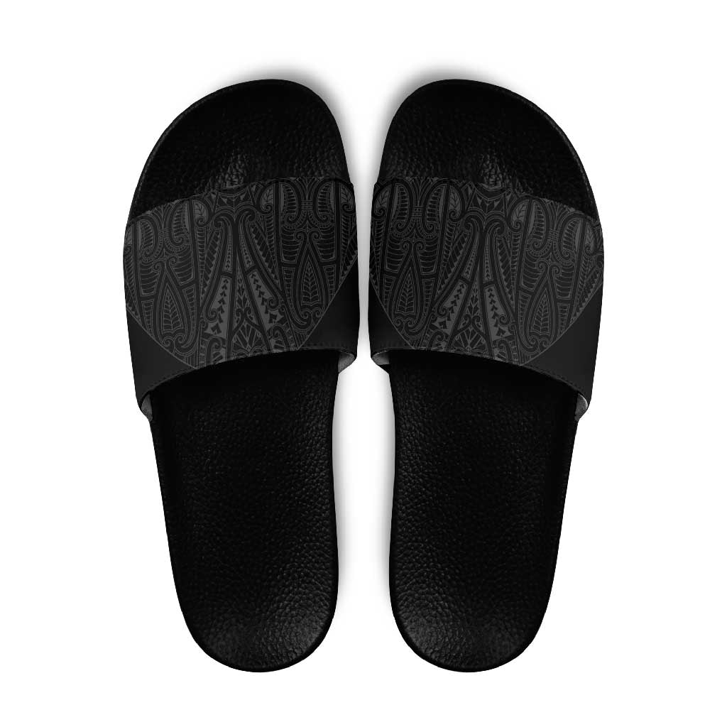Queensland Maori Rugby Nga Hau e Wha Slide Sandals Black Motif - Aussie Hoodie