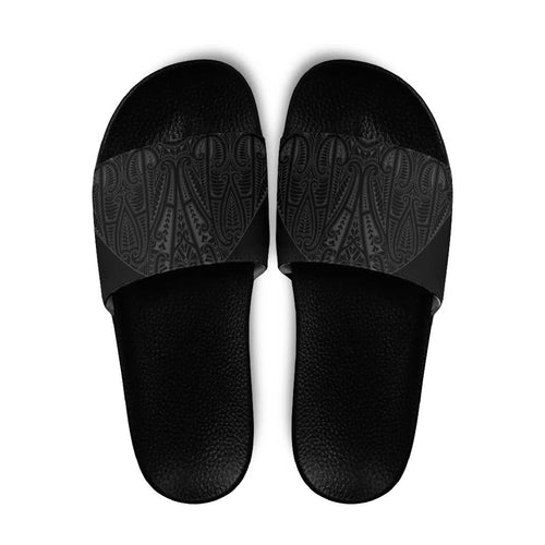 Queensland Maori Rugby Nga Hau e Wha Slide Sandals Black Motif - Aussie Hoodie