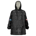 Queensland Maori Rugby Nga Hau e Wha Wearable Blanket Hoodie Black Motif