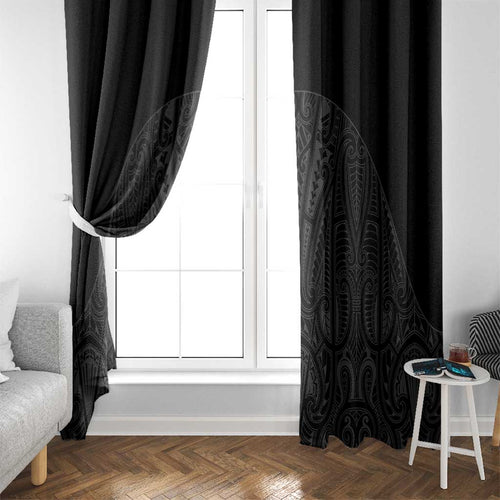 Queensland Maori Rugby Nga Hau e Wha Window Curtain Black Motif