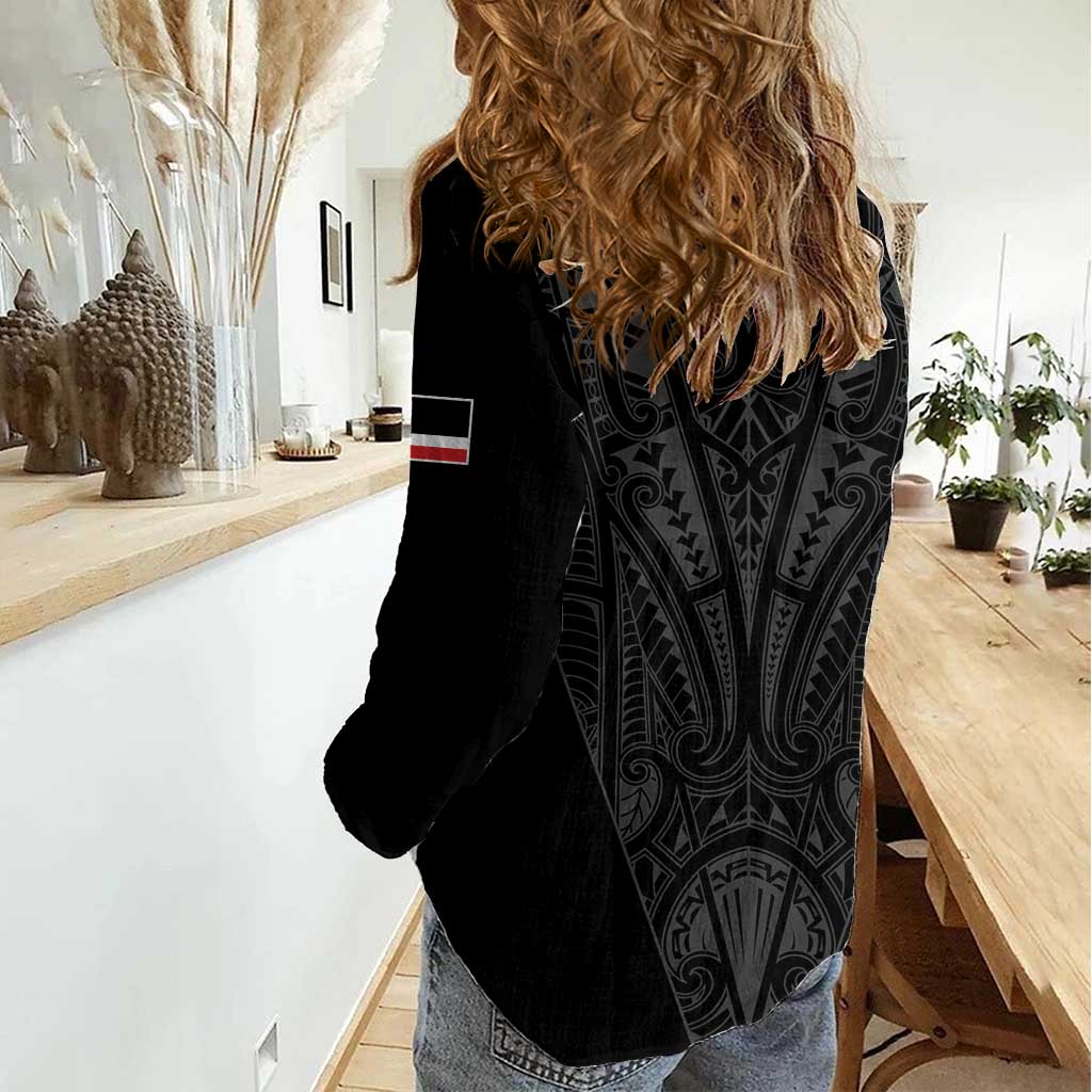 Queensland Maori Rugby Nga Hau e Wha Women Casual Shirt Black Motif