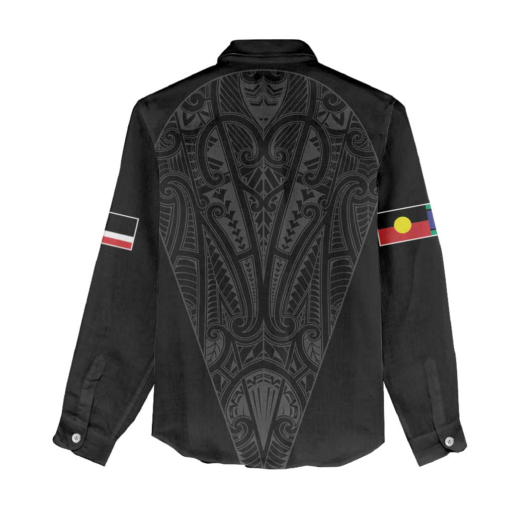 Queensland Maori Rugby Nga Hau e Wha Women Casual Shirt Black Motif