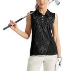 Queensland Maori Rugby Nga Hau e Wha Women Sleeveless Polo Shirt Black Motif