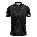 Queensland Maori Rugby Nga Hau e Wha Zipper Polo Shirt Black Motif - Aussie Hoodie
