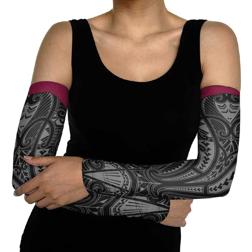 Queensland Maori Rugby Nga Hau e Wha Arm Sleeves Maroon Motif - Aussie Hoodie