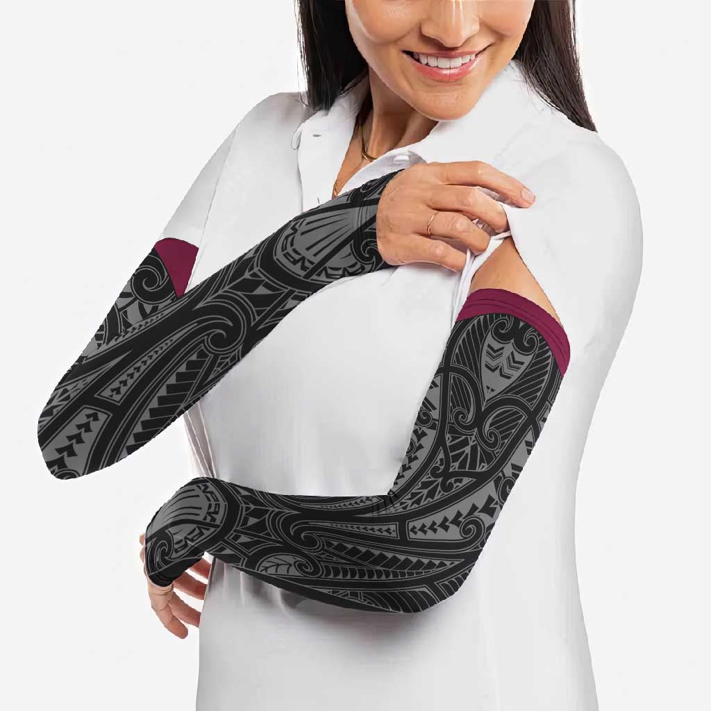 Queensland Maori Rugby Nga Hau e Wha Arm Sleeves Maroon Motif - Aussie Hoodie