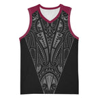 Queensland Maori Rugby Nga Hau e Wha Basketball Jersey Maroon Motif - Aussie Hoodie