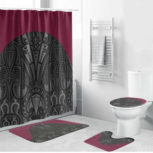 Queensland Maori Rugby Nga Hau e Wha Bathroom Set Maroon Motif - Aussie Hoodie