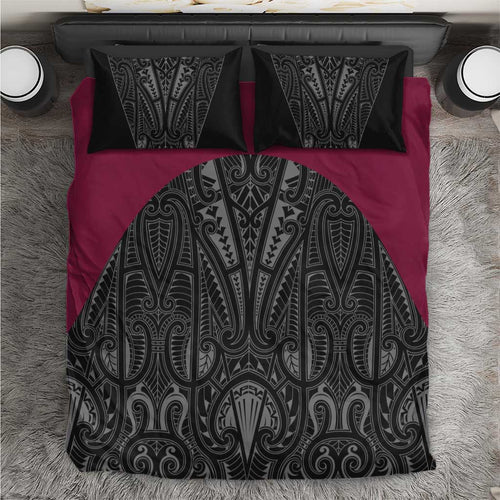Queensland Maori Rugby Nga Hau e Wha Bedding Set Maroon Motif