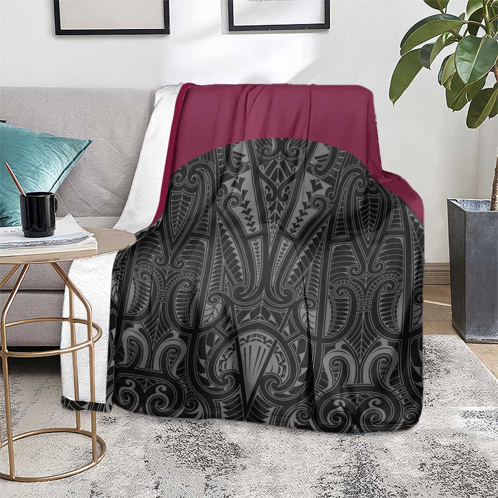 Queensland Maori Rugby Nga Hau e Wha Blanket Maroon Motif