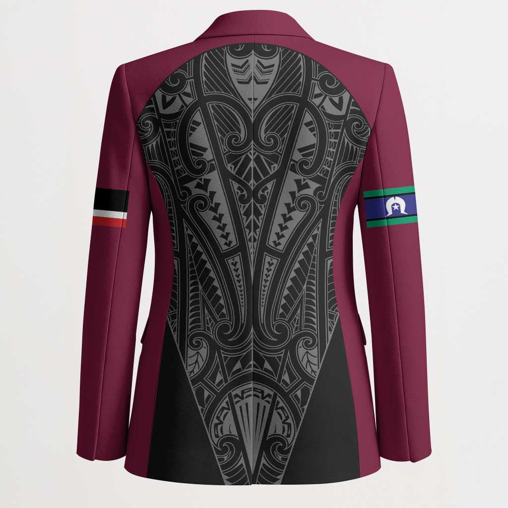 Queensland Maori Rugby Nga Hau e Wha Blazer Maroon Motif - Aussie Hoodie