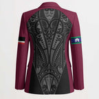 Queensland Maori Rugby Nga Hau e Wha Blazer Maroon Motif - Aussie Hoodie