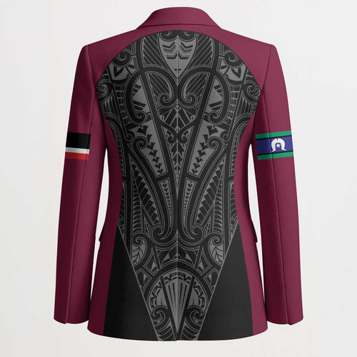 Queensland Maori Rugby Nga Hau e Wha Blazer Maroon Motif - Aussie Hoodie