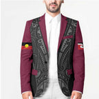 Queensland Maori Rugby Nga Hau e Wha Blazer Maroon Motif - Aussie Hoodie