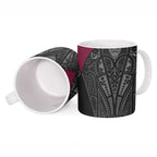 Queensland Maori Rugby Nga Hau e Wha Ceramic Mug Maroon Motif - Aussie Hoodie
