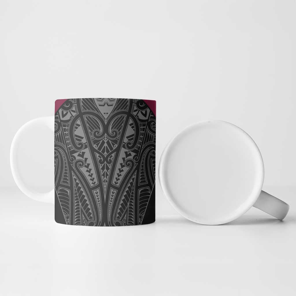 Queensland Maori Rugby Nga Hau e Wha Ceramic Mug Maroon Motif - Aussie Hoodie
