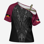 Queensland Maori Rugby Nga Hau e Wha Cross Shoulder Shirt Maroon Motif - Aussie Hoodie