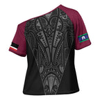 Queensland Maori Rugby Nga Hau e Wha Cross Shoulder Shirt Maroon Motif - Aussie Hoodie
