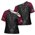 Queensland Maori Rugby Nga Hau e Wha Cross Shoulder Shirt Maroon Motif - Aussie Hoodie