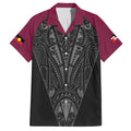 Queensland Maori Rugby Nga Hau e Wha Family Matching Off Shoulder Maxi Dress and Hawaiian Shirt Maroon Motif