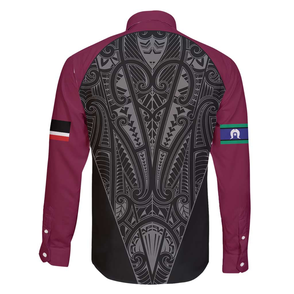 Queensland Maori Rugby Nga Hau e Wha Family Matching Off Shoulder Maxi Dress and Hawaiian Shirt Maroon Motif