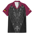 Queensland Maori Rugby Nga Hau e Wha Family Matching Short Sleeve Bodycon Dress and Hawaiian Shirt Maroon Motif