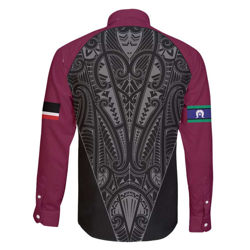 Queensland Maori Rugby Nga Hau e Wha Family Matching Summer Maxi Dress and Hawaiian Shirt Maroon Motif