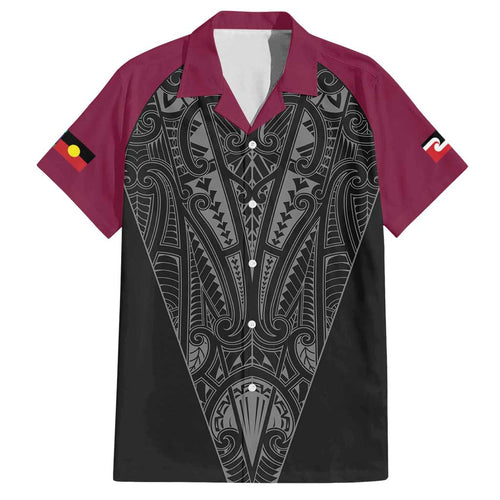 Queensland Maori Rugby Nga Hau e Wha Family Matching Tank Maxi Dress and Hawaiian Shirt Maroon Motif