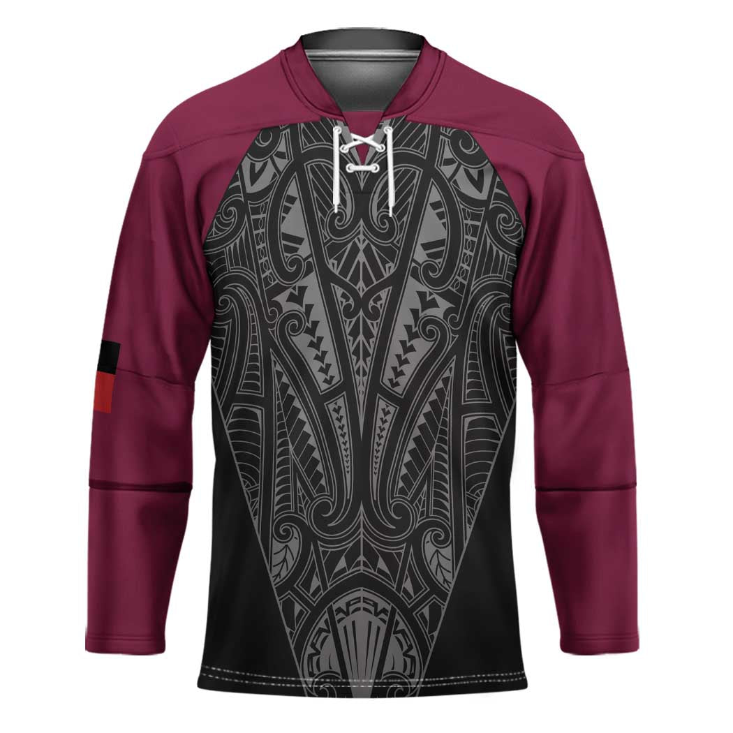 Queensland Maori Rugby Nga Hau e Wha Hockey Jersey Maroon Motif - Aussie Hoodie