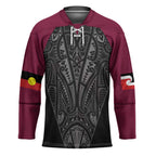 Queensland Maori Rugby Nga Hau e Wha Hockey Jersey Maroon Motif - Aussie Hoodie