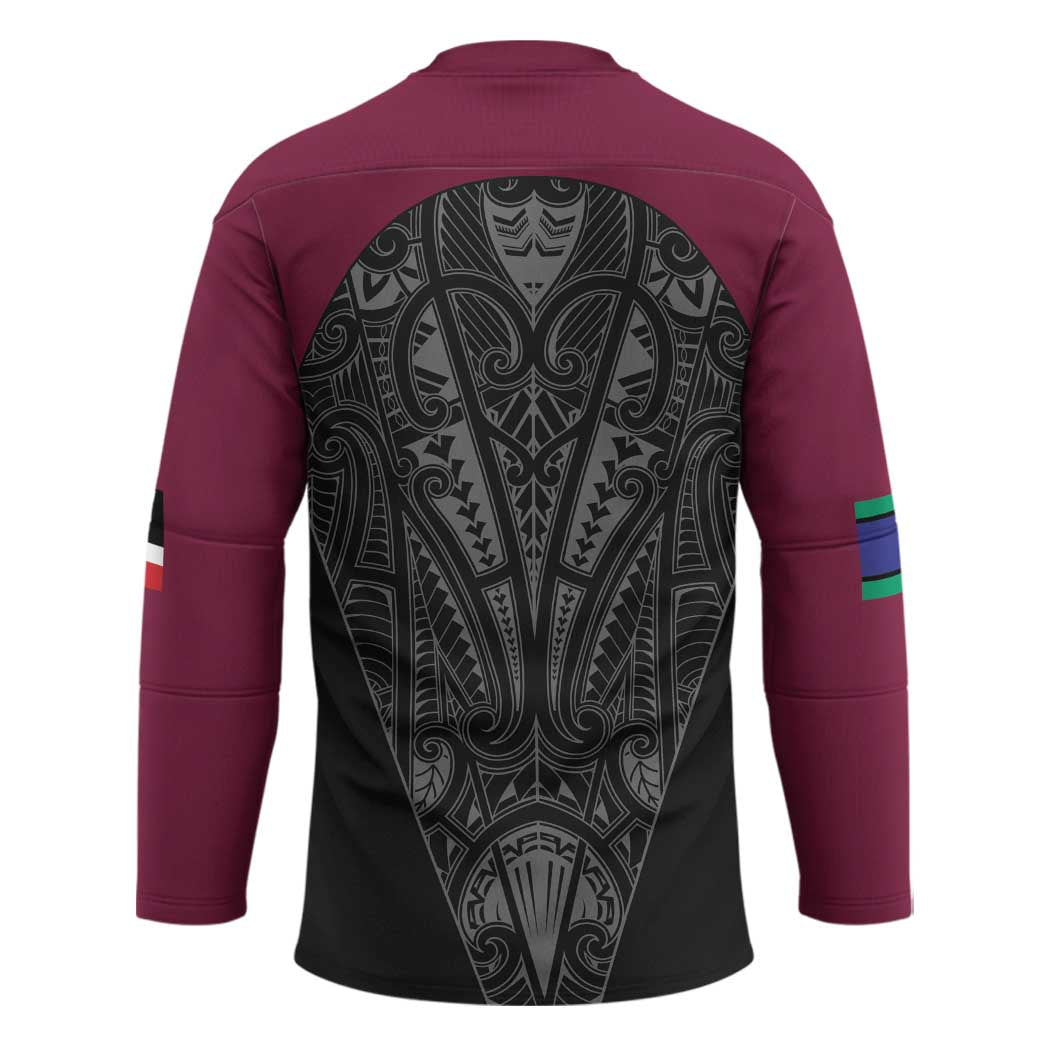Queensland Maori Rugby Nga Hau e Wha Hockey Jersey Maroon Motif - Aussie Hoodie