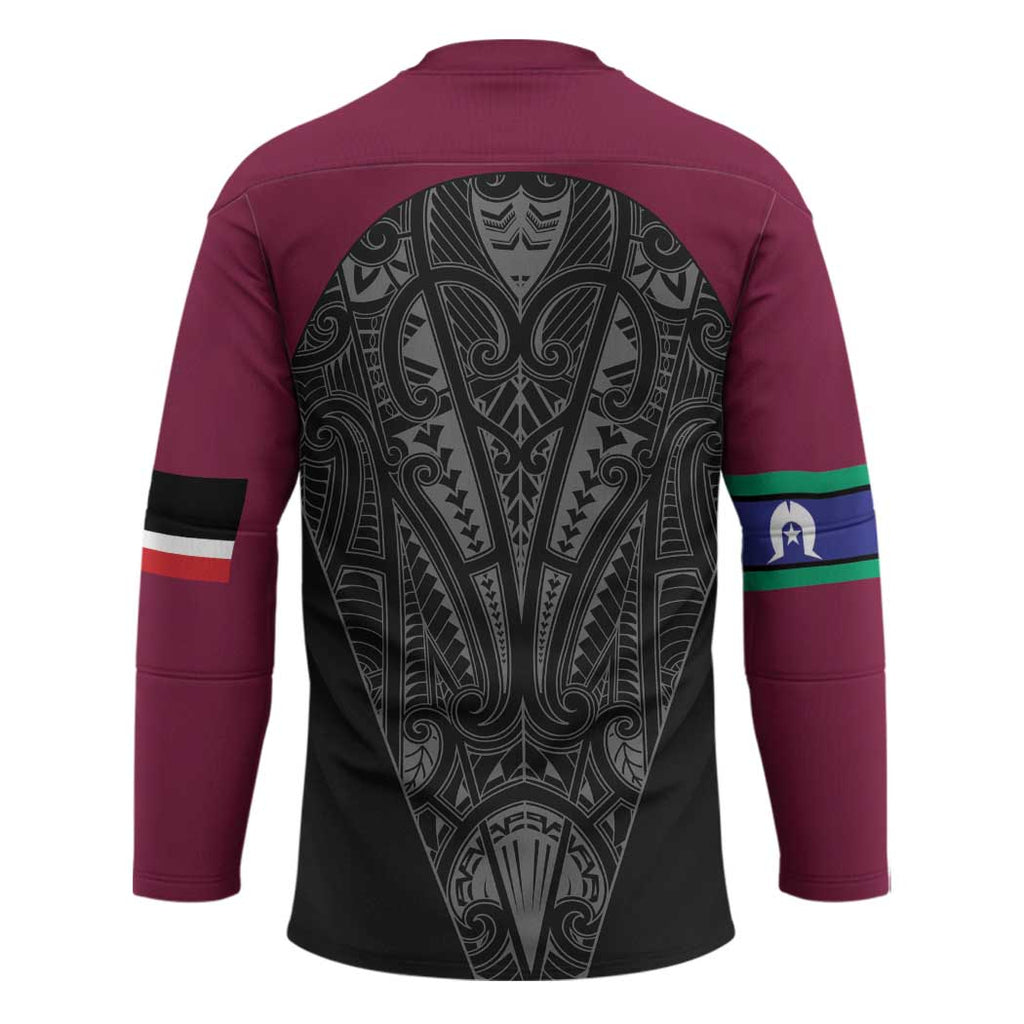 Queensland Maori Rugby Nga Hau e Wha Hockey Jersey Maroon Motif - Aussie Hoodie