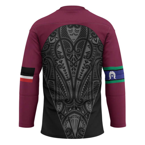 Queensland Maori Rugby Nga Hau e Wha Hockey Jersey Maroon Motif - Aussie Hoodie
