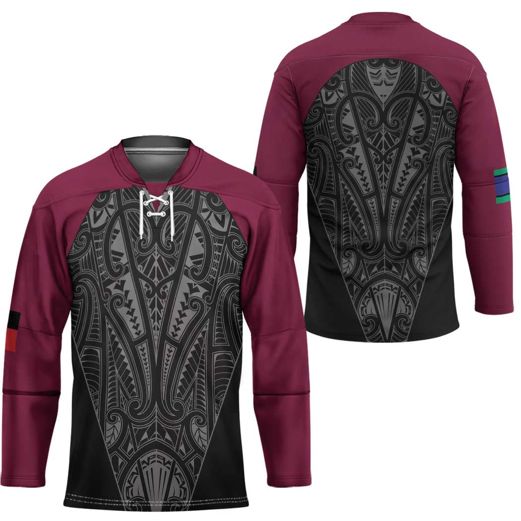 Queensland Maori Rugby Nga Hau e Wha Hockey Jersey Maroon Motif - Aussie Hoodie