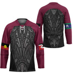 Queensland Maori Rugby Nga Hau e Wha Hockey Jersey Maroon Motif - Aussie Hoodie