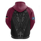 Queensland Maori Rugby Nga Hau e Wha Hoodie Maroon Motif