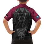 Queensland Maori Rugby Nga Hau e Wha Kid Hawaiian Shirt Maroon Motif