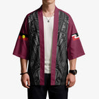 Queensland Maori Rugby Nga Hau e Wha Kimono Maroon Motif - Aussie Hoodie