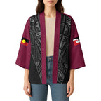 Queensland Maori Rugby Nga Hau e Wha Kimono Maroon Motif - Aussie Hoodie