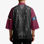 Queensland Maori Rugby Nga Hau e Wha Kimono Maroon Motif - Aussie Hoodie