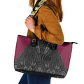 Queensland Maori Rugby Nga Hau e Wha Leather Tote Bag Maroon Motif
