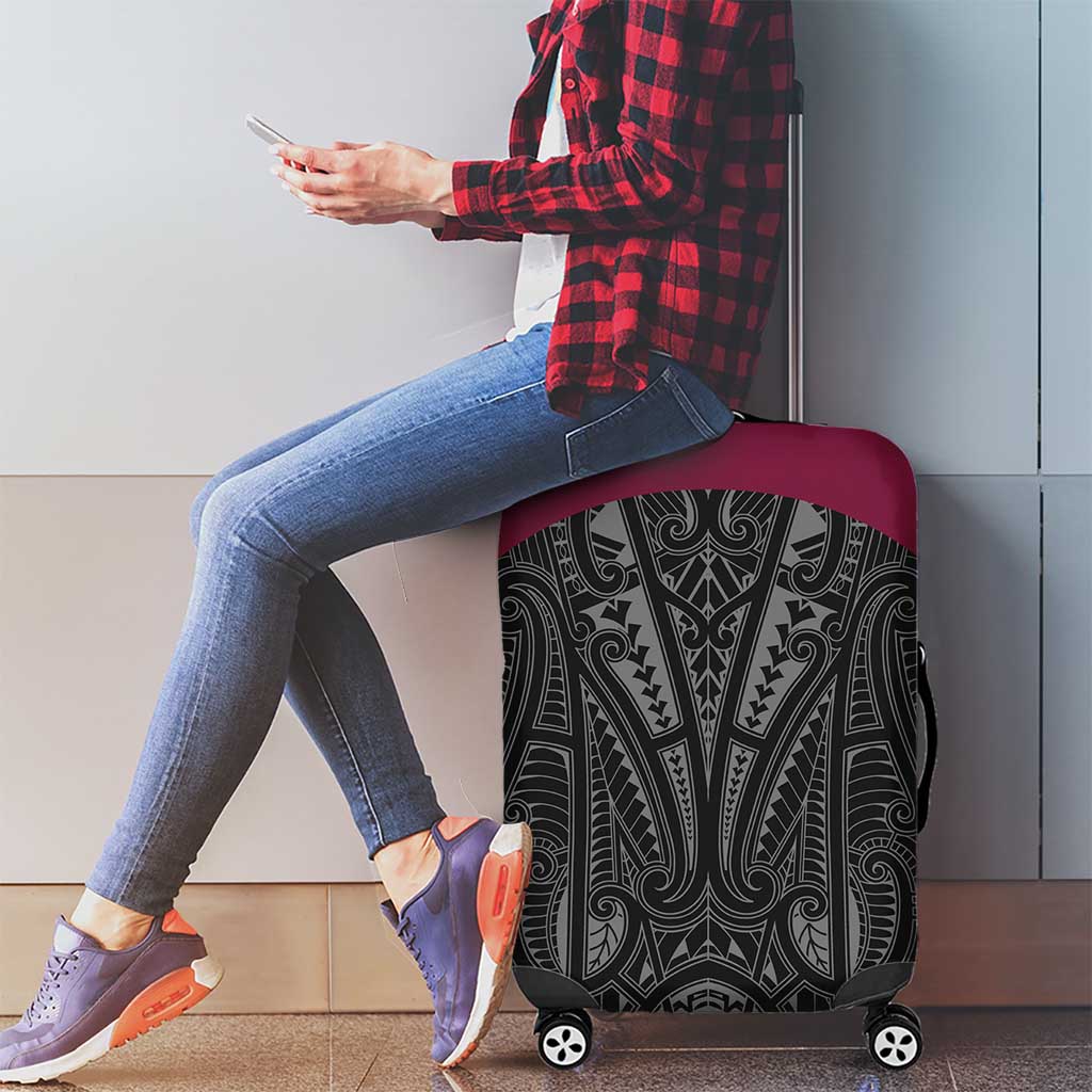 Queensland Maori Rugby Nga Hau e Wha Luggage Cover Maroon Motif