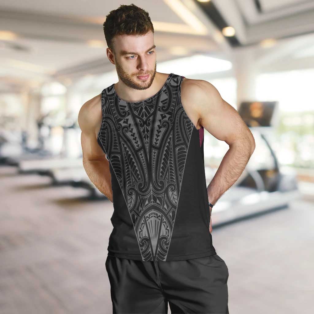Queensland Maori Rugby Nga Hau e Wha Men Tank Top Maroon Motif
