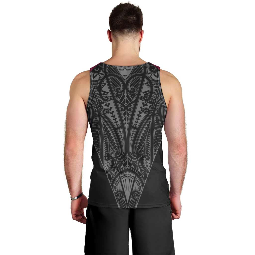 Queensland Maori Rugby Nga Hau e Wha Men Tank Top Maroon Motif