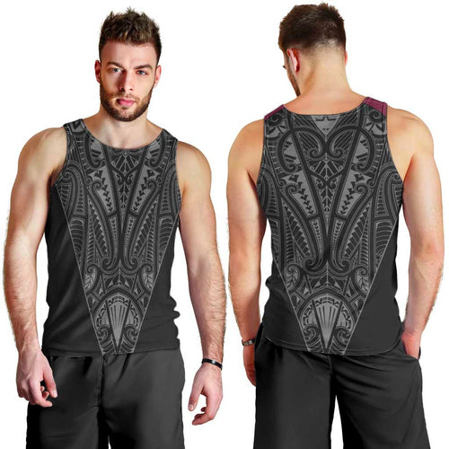 Queensland Maori Rugby Nga Hau e Wha Men Tank Top Maroon Motif